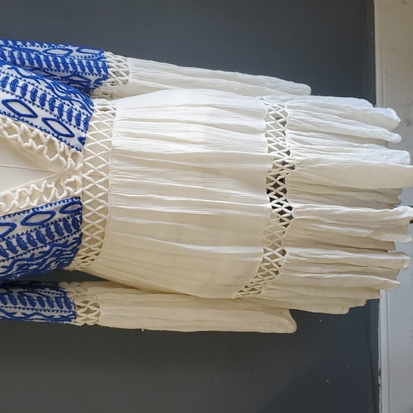 Free People Blue and Cream Mini Dress - Picture 4 of 13